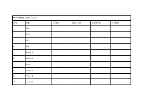 Barthel自理能力指数评定量表
