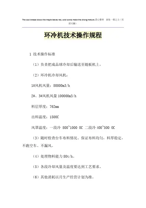 环冷机技术操作规程