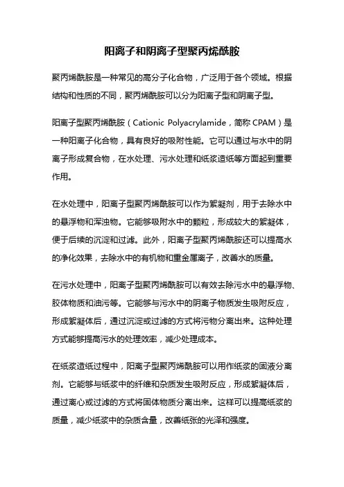 阳离子和阴离子型聚丙烯酰胺
