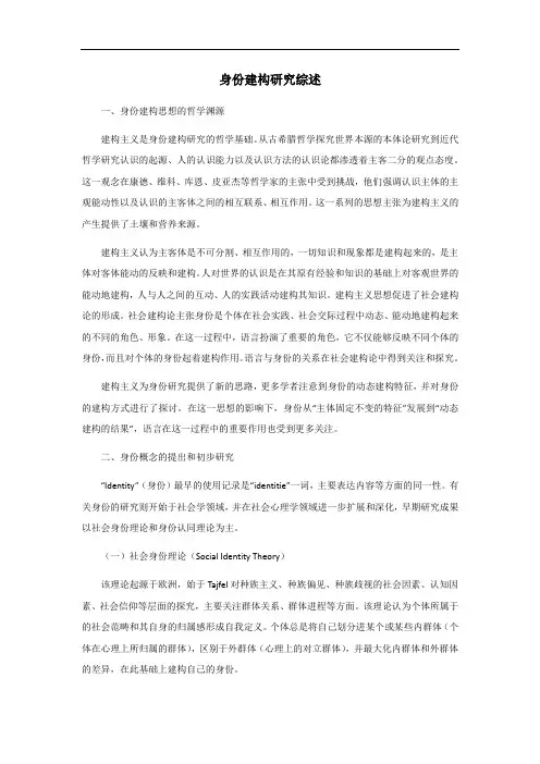 身份建构研究综述