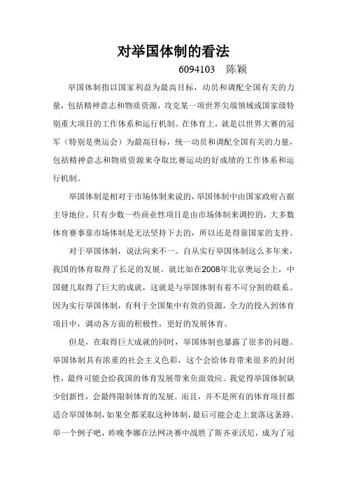 对举国体制的看法