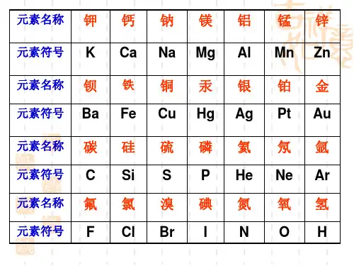 常见元素根符号化合价