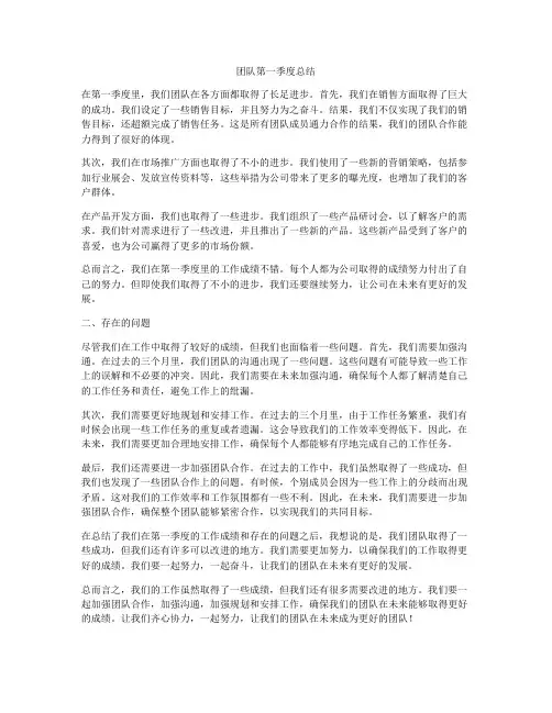 团队第一季度总结
