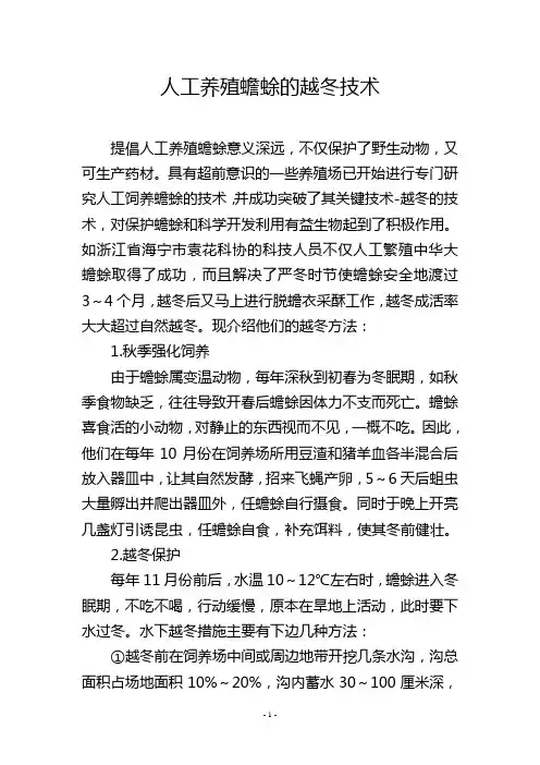 人工养殖蟾蜍的越冬技术