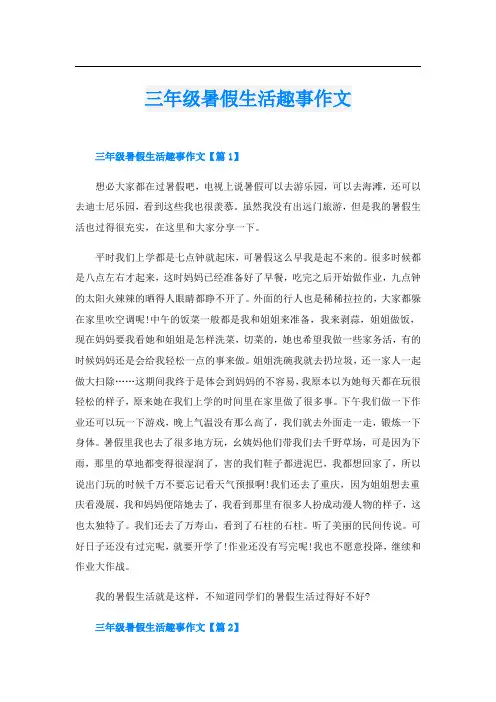 三年级暑假生活趣事作文