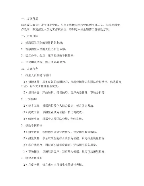 招生销售工资绩效方案