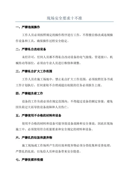 现场安全要求十不准