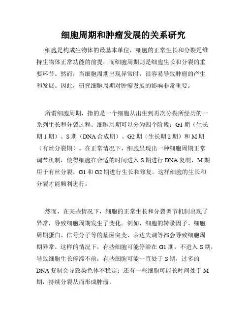 细胞周期和肿瘤发展的关系研究