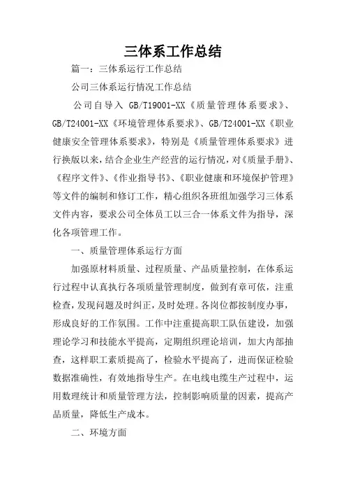 三体系工作总结