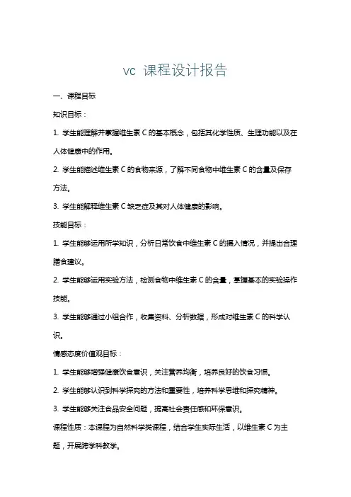 vc课程设计报告