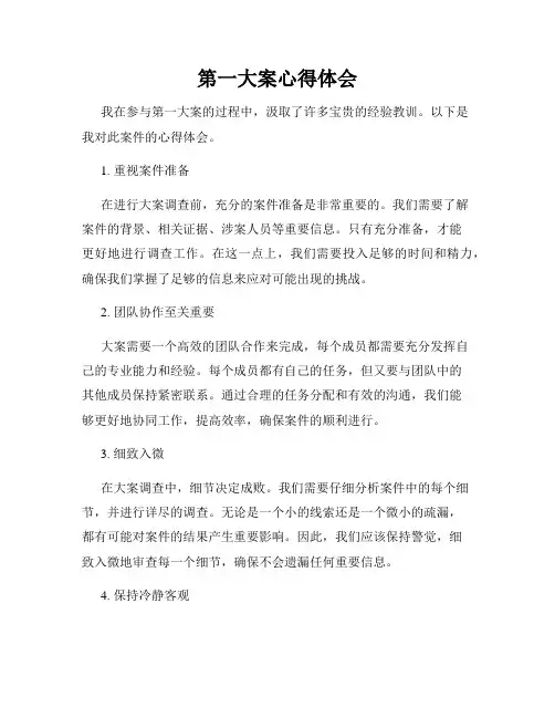 第一大案心得体会