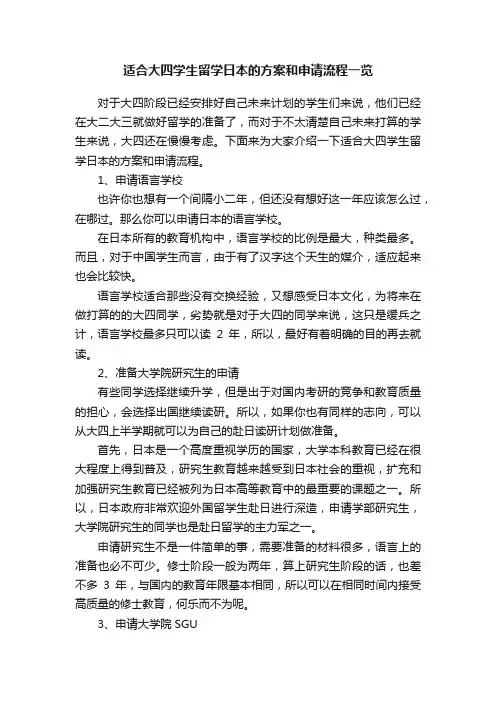 适合大四学生留学日本的方案和申请流程一览