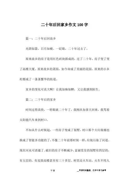 二十年后回家乡作文100字