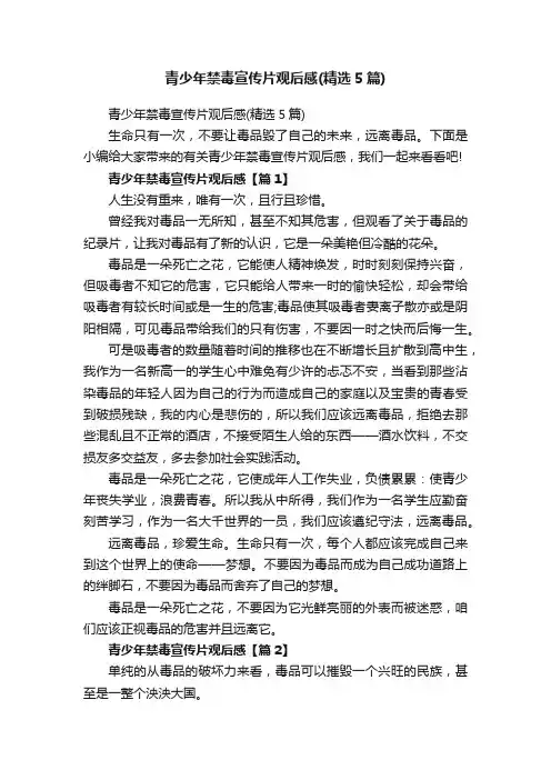 青少年禁毒宣传片观后感（精选5篇）