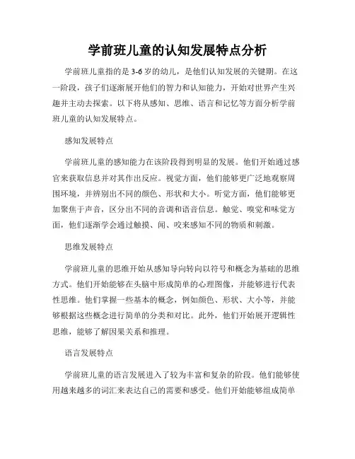 学前班儿童的认知发展特点分析