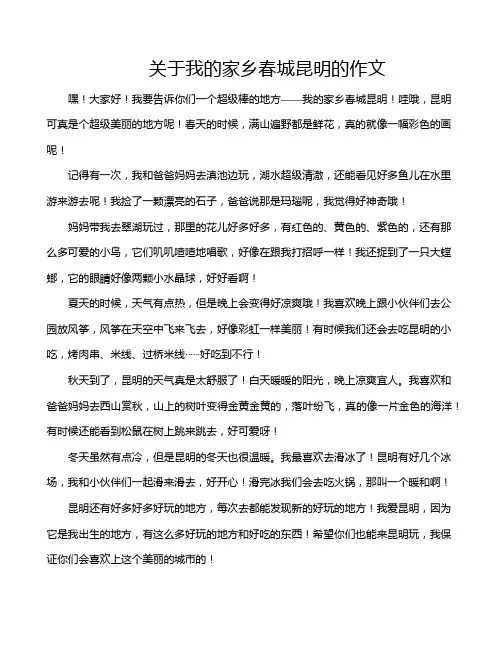 关于我的家乡春城昆明的作文