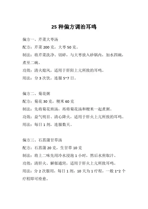 25种偏方调治耳鸣