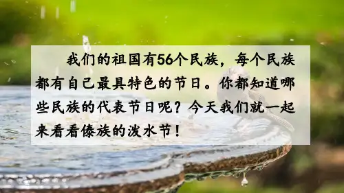 部编版二年级语文上册第六单元第17课《难忘的泼水节》PPT(完美版)