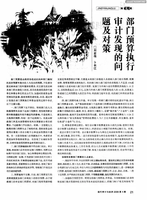 部门预算执行审计发现的问题及对策