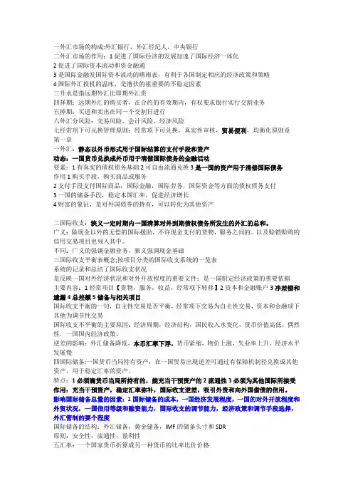 国际金融考试重点