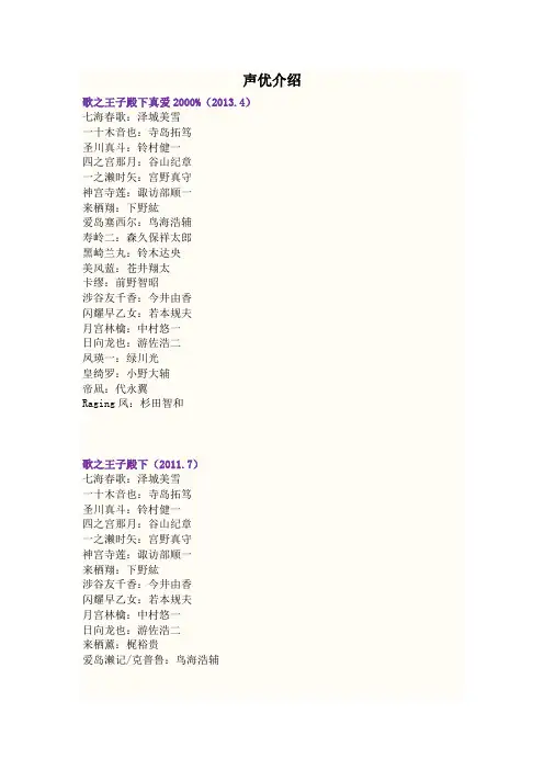 动画声优简介