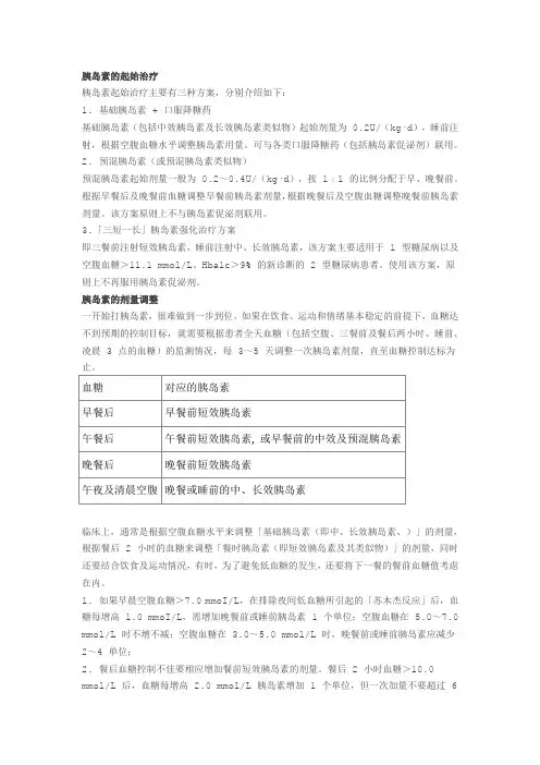 胰岛素的临床运用