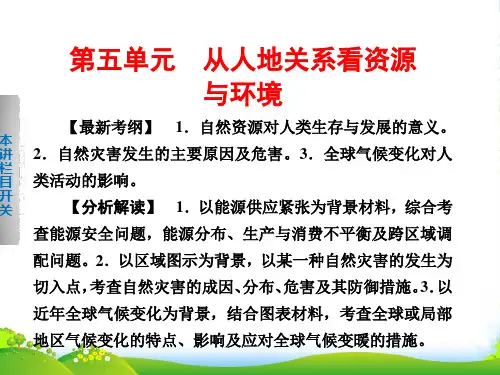 高考地理一轮复习 第五单元 第1讲 自然资源与人类课件 鲁教必修1