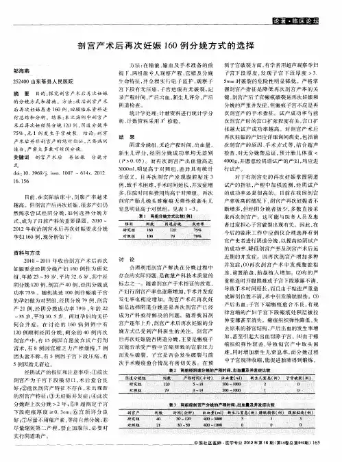 剖宫产术后再次妊娠160例分娩方式的选择