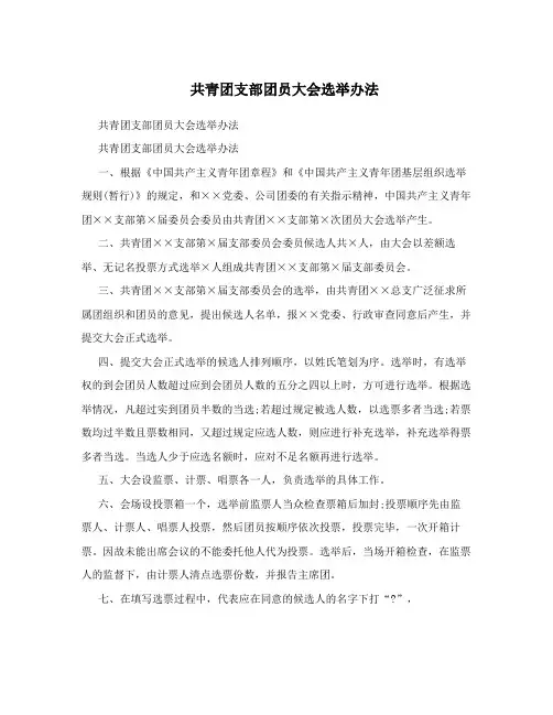 共青团支部团员大会选举办法