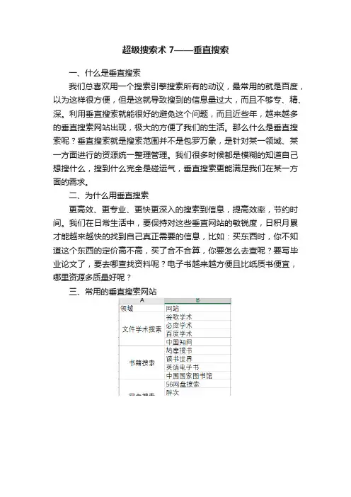 超级搜索术7——垂直搜索