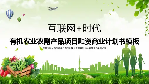 有机农业农副产品项目融资商业计划书辅导实用PPT解析课件
