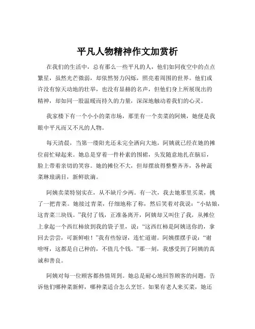 平凡人物精神作文加赏析