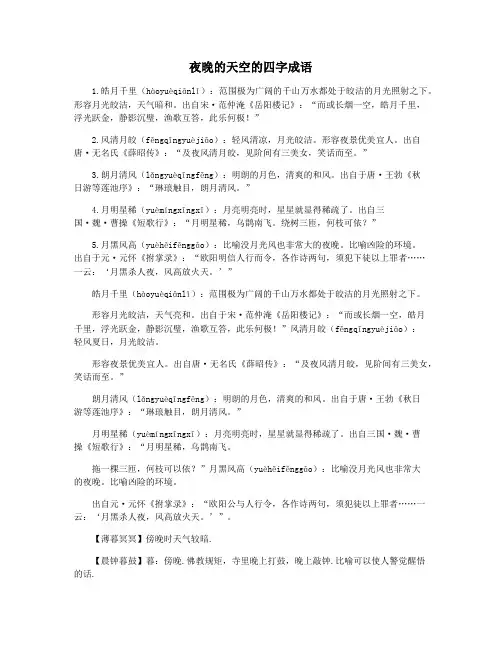 夜晚的天空的四字成语
