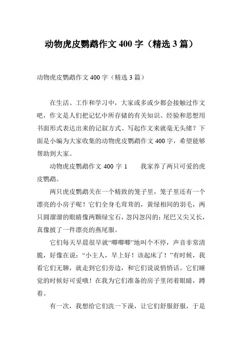 动物虎皮鹦鹉作文400字(精选3篇)