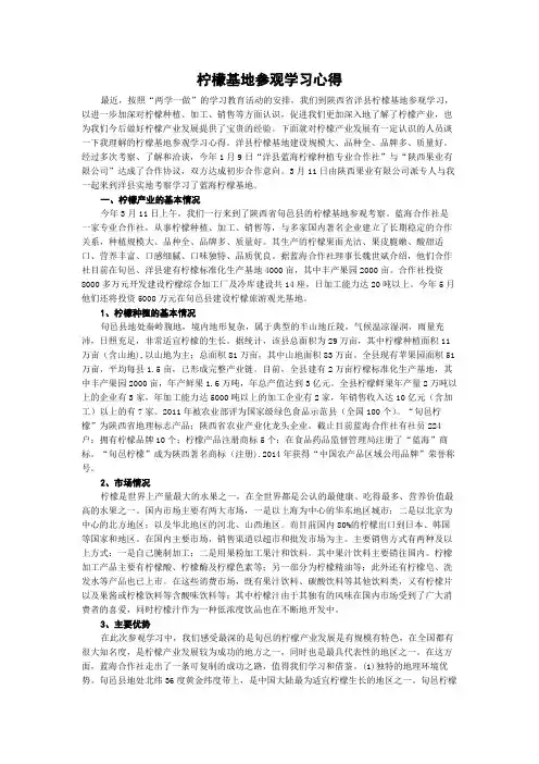 柠檬基地参观学习心得