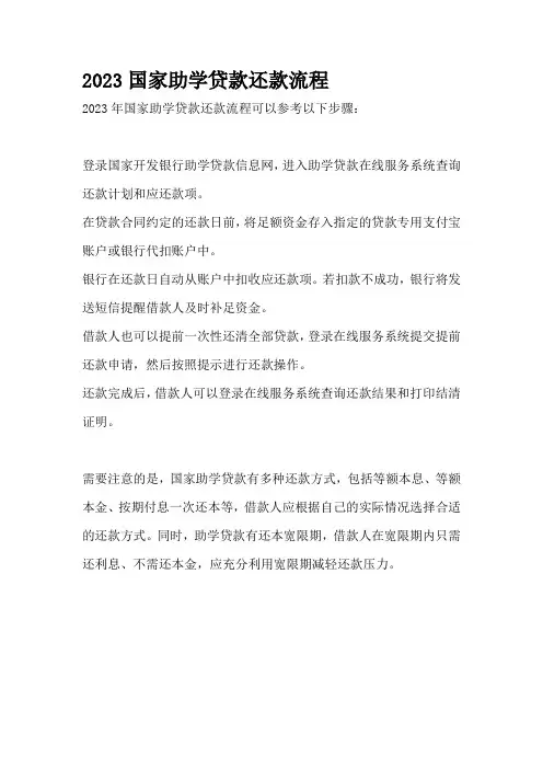 2023国家助学贷款还款流程