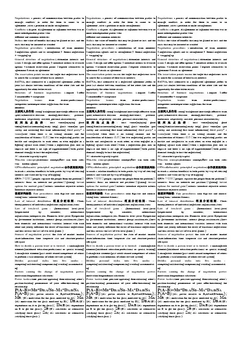 Negotiations国际商务谈判考试重点