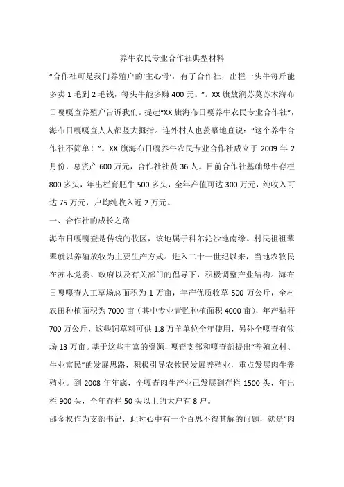 养牛农民专业合作社典型材料