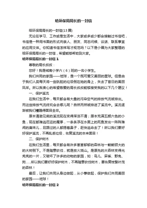 给环保局局长的一封信（13篇）