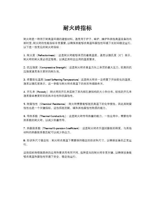 耐火砖指标