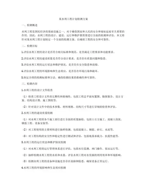 某水利工程计划检测方案