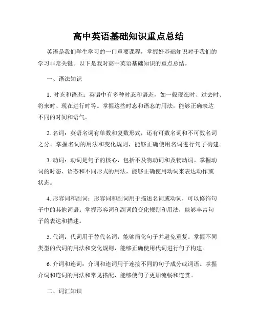 高中英语基础知识重点总结