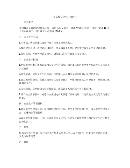 某工程安全生产策划书