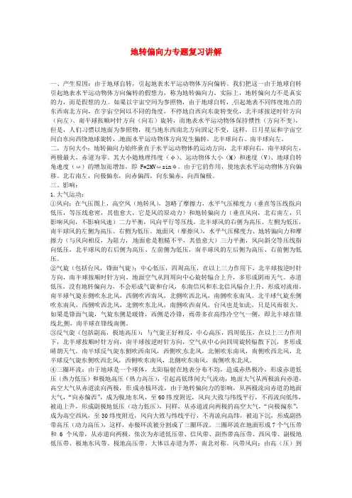 (新课标)高中地理精选教学论文 地转偏向力专题复习资料