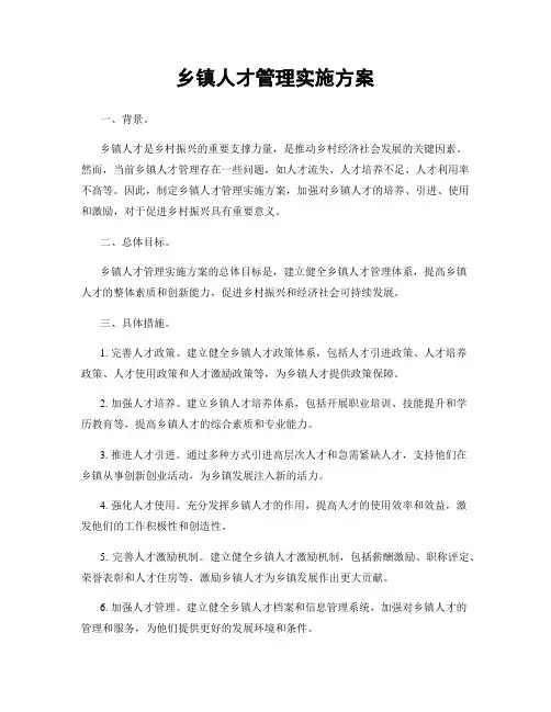 乡镇人才管理实施方案