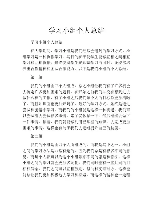 学习小组个人总结