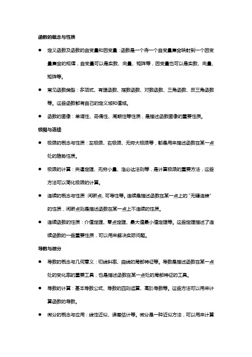 高等数学微积分知识点总结