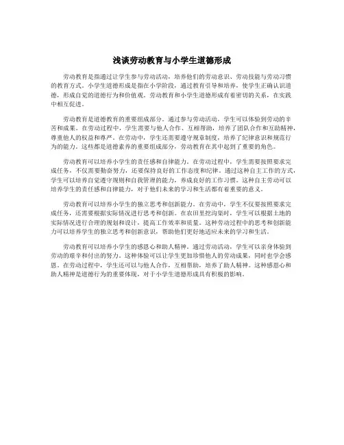 浅谈劳动教育与小学生道德形成