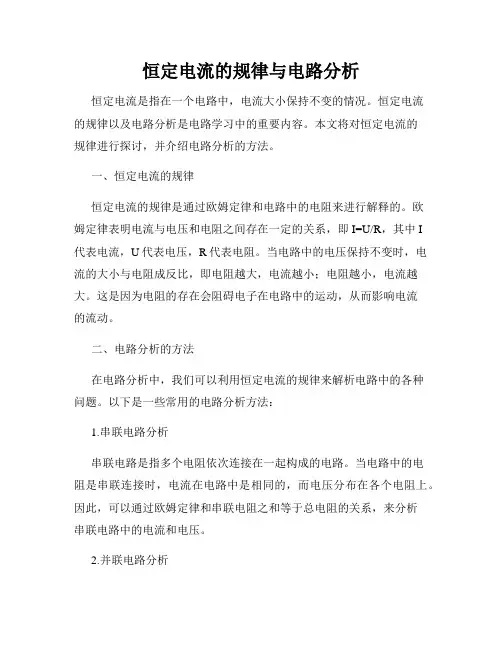 恒定电流的规律与电路分析