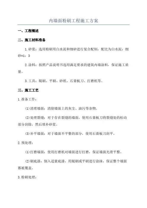 内墙面粉刷工程施工方案